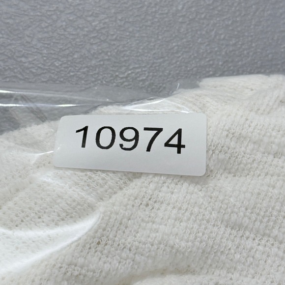 Cherish Ruched V-Back Slit Hem top Womens sz M White Beach Coastal Nautical - Picture 9 of 9